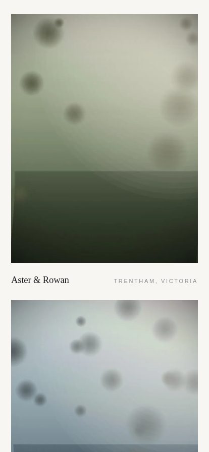 Mobile portfolio — Grids reflow rather than shrink, so photographs stay large enough to read.