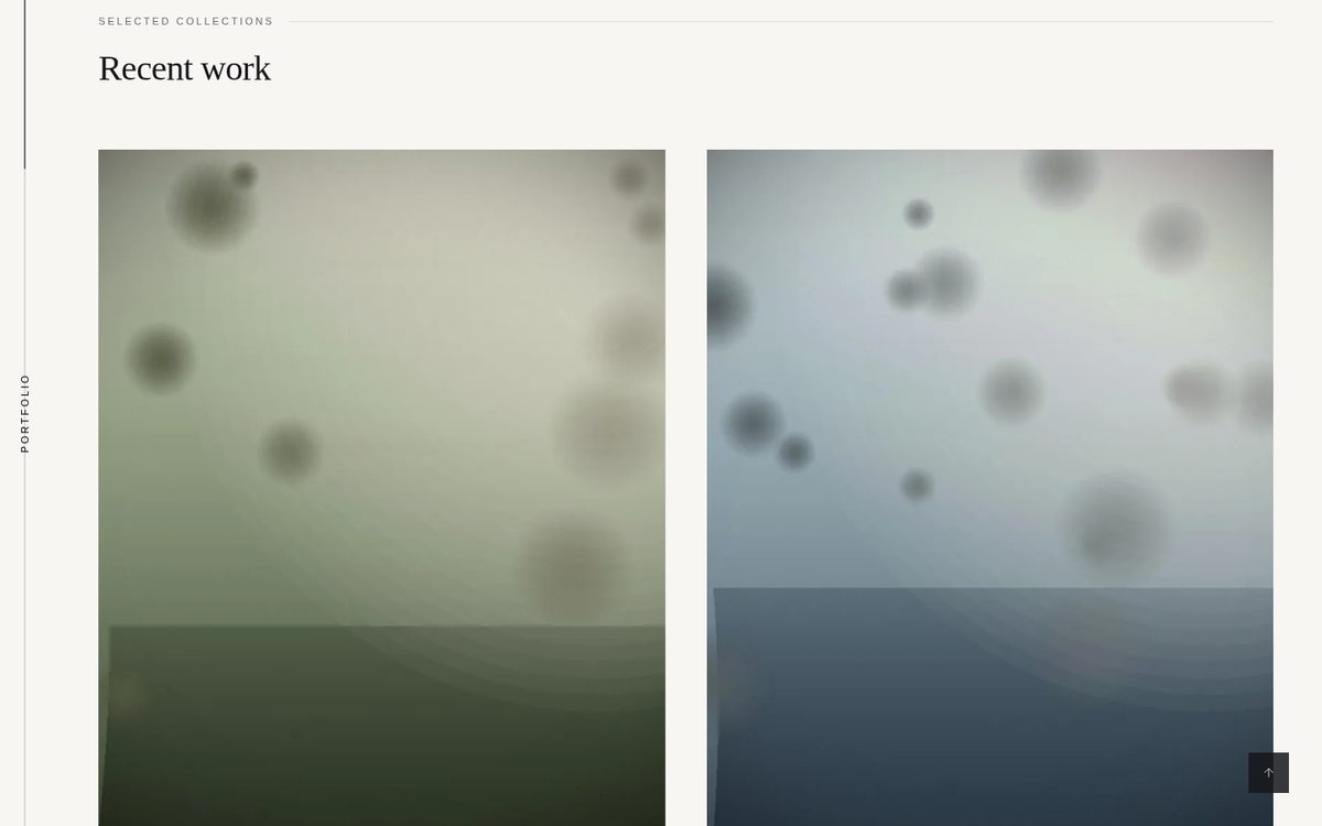 Portfolio grid — Collections pulled in automatically, with optional category filtering.